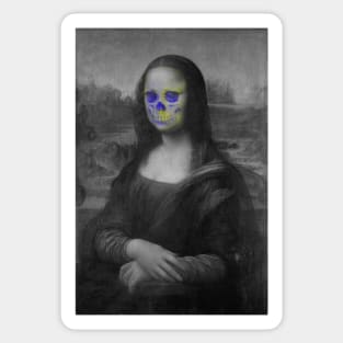 Monna Lisa Skull Interactive Yellow&Blue Filter T-Shirt By Red&Blue Sticker